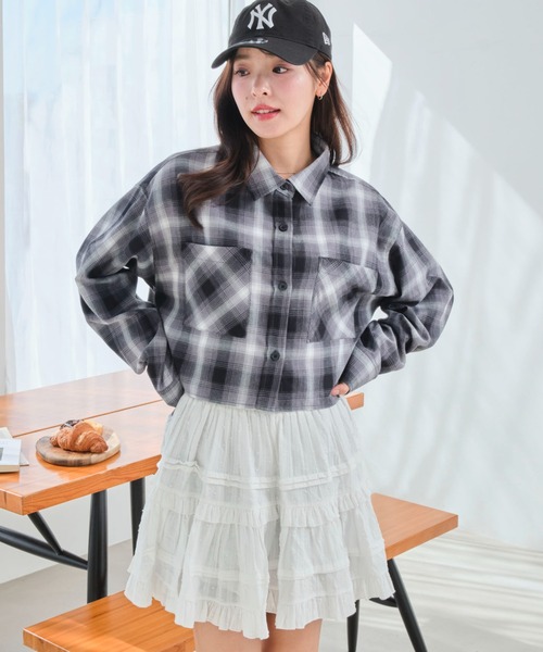 WEGO(ウィゴー)の「WEGO/チェックショートシャツ(シャツ/ブラウス・レディース・サックスブルー/ブラック・FREE)」の11枚目の写真