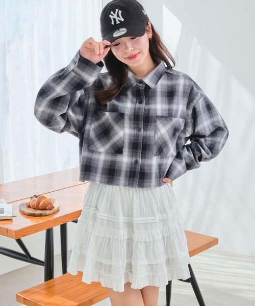 WEGO(ウィゴー)の「WEGO/チェックショートシャツ(シャツ/ブラウス・レディース・サックスブルー/ブラック・FREE)」の16枚目の写真