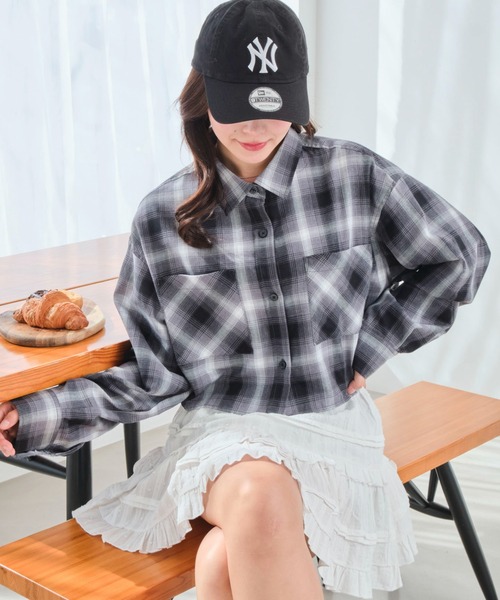 WEGO(ウィゴー)の「WEGO/チェックショートシャツ(シャツ/ブラウス・レディース・サックスブルー/ブラック・FREE)」の14枚目の写真