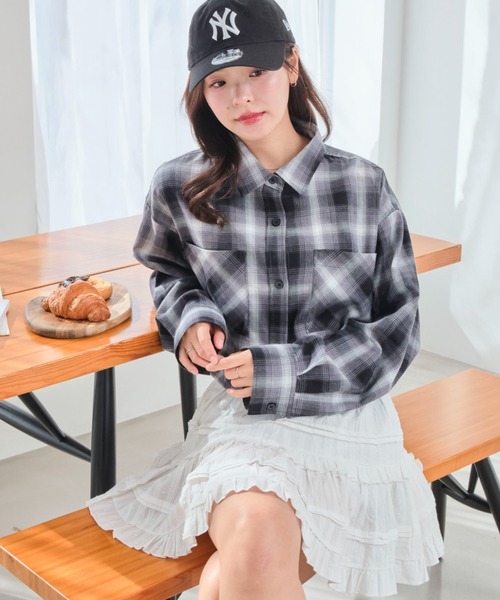 WEGO(ウィゴー)の「WEGO/チェックショートシャツ(シャツ/ブラウス・レディース・サックスブルー/ブラック・FREE)」の15枚目の写真