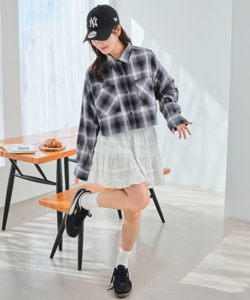 WEGO(ウィゴー)の「WEGO/チェックショートシャツ(シャツ/ブラウス・レディース・サックスブルー/ブラック・FREE)」の12枚目の写真