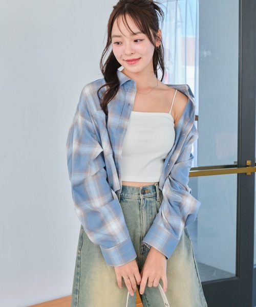 WEGO(ウィゴー)の「WEGO/チェックショートシャツ(シャツ/ブラウス・レディース・サックスブルー/ブラック・FREE)」の19枚目の写真