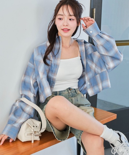 WEGO(ウィゴー)の「WEGO/チェックショートシャツ(シャツ/ブラウス・レディース・サックスブルー/ブラック・FREE)」の21枚目の写真