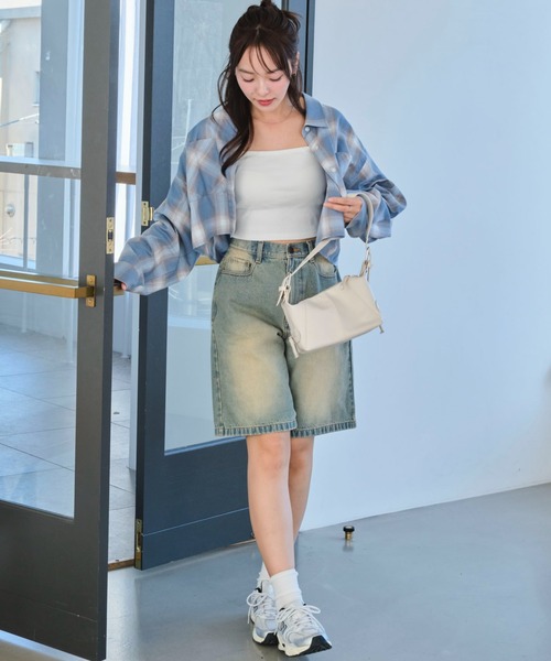 WEGO(ウィゴー)の「WEGO/チェックショートシャツ(シャツ/ブラウス・レディース・サックスブルー/ブラック・FREE)」の13枚目の写真