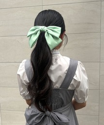 morphose　ピンタックJSK　ペールグリーン　ヘアリボン付 ヘアアクセサリー（グリーン・カーキ/緑色系）ファッション通販 - ZOZOTOWN