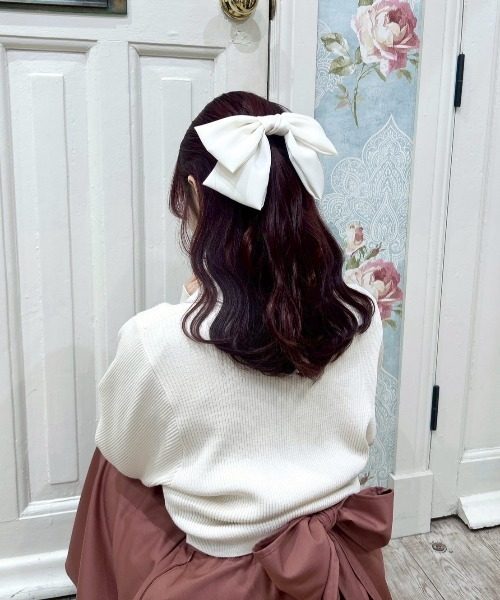 ノゾミ様コメント制♡ハンドメイド♡Fancyふわふわファービッグバレッタ 新色追加/一部店舗限定展開】サテンビッグリボンバレッタ/Couleur by F