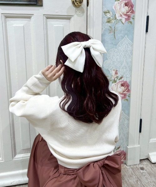 新色追加/一部店舗限定展開】サテンビッグリボンバレッタ/Couleur by F