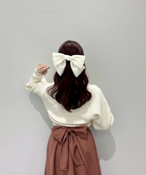新色追加/一部店舗限定展開】サテンビッグリボンバレッタ/Couleur by F