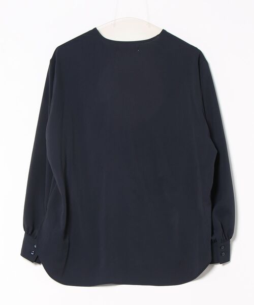 m.f.editorial（エムエフエディトリアル）の「【ハンドウォッシャブル】m.f.エディトリアル レディース リボン プルオーバーチュニック（シャツ/ブラウス・レディース・ホワイト/ネイビー/サックスブルー・FREE）」の4枚目の写真