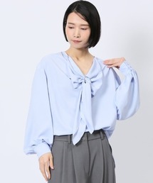 【ハンドウォッシャブル】m.f.エディトリアル レディース リボン プルオーバーチュニック