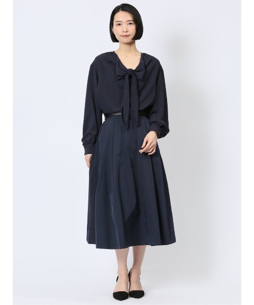 m.f.editorial（エムエフエディトリアル）の「【ハンドウォッシャブル】m.f.エディトリアル レディース リボン プルオーバーチュニック（シャツ/ブラウス・レディース・ホワイト/ネイビー/サックスブルー・FREE）」の10枚目の写真