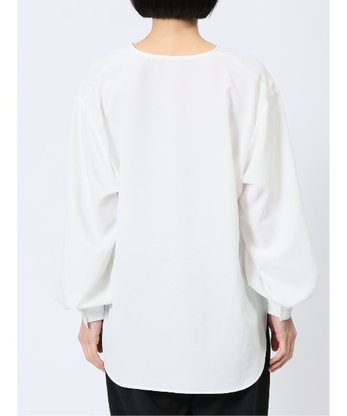 m.f.editorial（エムエフエディトリアル）の「【ハンドウォッシャブル】m.f.エディトリアル レディース リボン プルオーバーチュニック（シャツ/ブラウス・レディース・ホワイト/ネイビー/サックスブルー・FREE）」の14枚目の写真