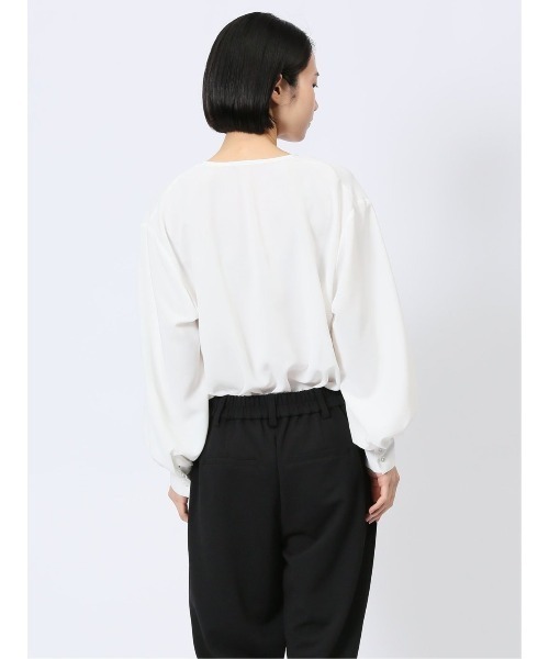 m.f.editorial（エムエフエディトリアル）の「【ハンドウォッシャブル】m.f.エディトリアル レディース リボン プルオーバーチュニック（シャツ/ブラウス・レディース・ホワイト/ネイビー/サックスブルー・FREE）」の19枚目の写真