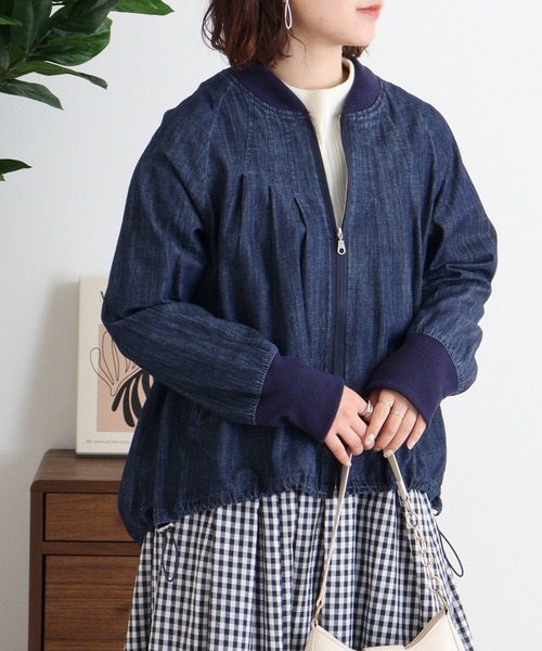 EGLANTINE(エグランティーヌ)の「EGLANTINE デニムジップジャケット(デニムジャケット・レディース・ネイビー/ブルー・40)」の3枚目の写真