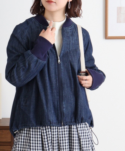 EGLANTINE(エグランティーヌ)の「EGLANTINE デニムジップジャケット(デニムジャケット・レディース・ネイビー/ブルー・40)」の4枚目の写真