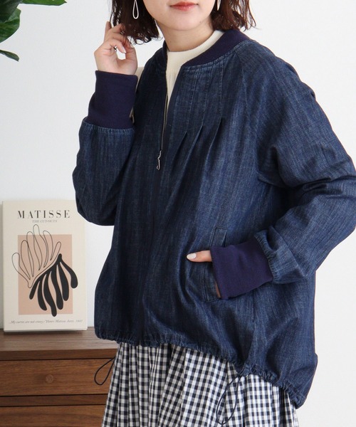 EGLANTINE(エグランティーヌ)の「EGLANTINE デニムジップジャケット(デニムジャケット・レディース・ネイビー/ブルー・40)」の5枚目の写真