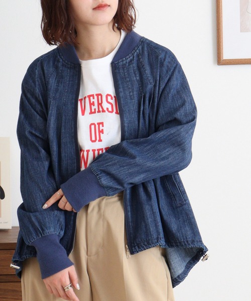 EGLANTINE(エグランティーヌ)の「EGLANTINE デニムジップジャケット(デニムジャケット・レディース・ネイビー/ブルー・40)」の9枚目の写真