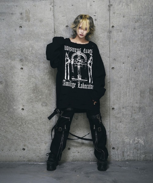 ダメージガーゼトップス（Tシャツ/カットソー）｜Amilige