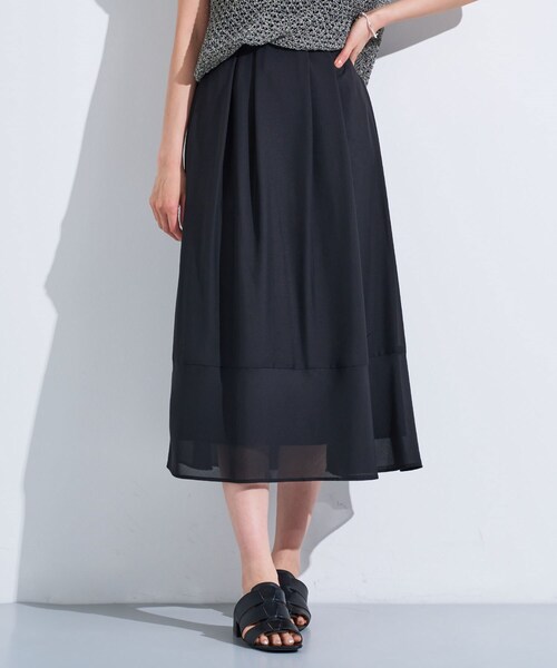 INDIVI（インディヴィ）の「新色登場！【洗える／エアリー素材】巻き風ロングスカート（スカート・レディース・ブルーグリーン/ブラウン系その他5/ベージュ系その他5/ネイビー系2/ネイビー系3/オレンジ系3/ブラック/ブラウン系/ライトブルー・40/38/36/05/13/15 /19）」の2枚目の写真