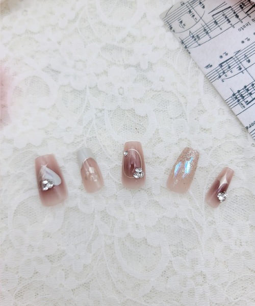 バラエティ ハート リボン ネイルチップ セット（ネイルシール/ネイル