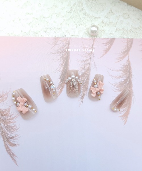 バラエティ ハート リボン ネイルチップ セット（ネイルシール/ネイル