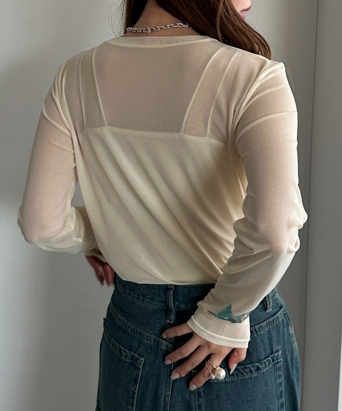 apres jour mignon(アプレジュールミニョン)の「シアープリントTシャツ【ZOZOTOWN限定アイテム】(Tシャツ/カットソー・レディース・オフホワイト/グレー/アイボリー・フリー/X-LARGE)」の15枚目の写真