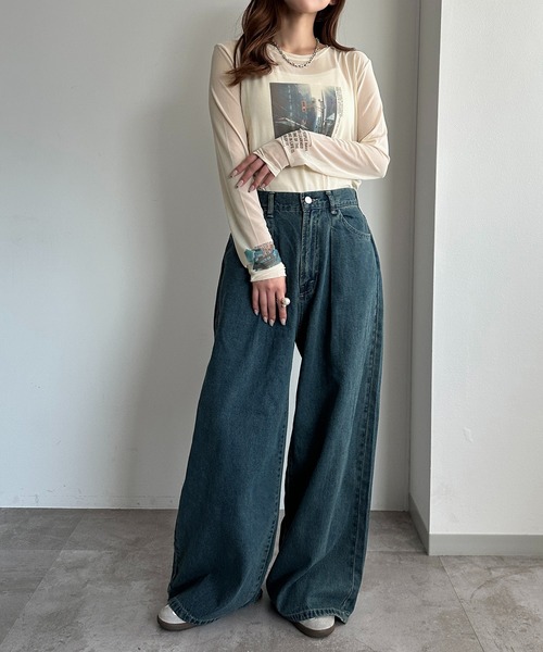 apres jour mignon(アプレジュールミニョン)の「シアープリントTシャツ【ZOZOTOWN限定アイテム】(Tシャツ/カットソー・レディース・オフホワイト/グレー/アイボリー・フリー/X-LARGE)」の16枚目の写真