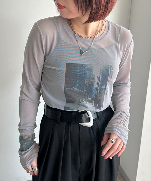 apres jour mignon(アプレジュールミニョン)の「シアープリントTシャツ【ZOZOTOWN限定アイテム】(Tシャツ/カットソー・レディース・オフホワイト/グレー/アイボリー・フリー/X-LARGE)」の20枚目の写真
