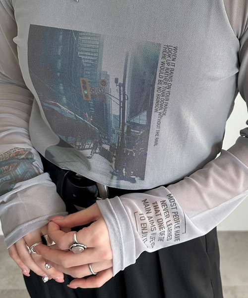 apres jour mignon(アプレジュールミニョン)の「シアープリントTシャツ【ZOZOTOWN限定アイテム】(Tシャツ/カットソー・レディース・オフホワイト/グレー/アイボリー・フリー/X-LARGE)」の21枚目の写真