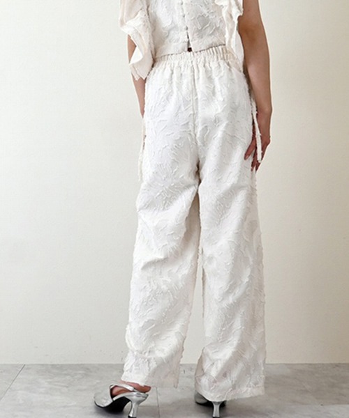 STYLEBLOCK（スタイルブロック）の「フリンジジャガードタックパンツ（その他パンツ・レディース・アイボリー/ブラック・M）」の5枚目の写真