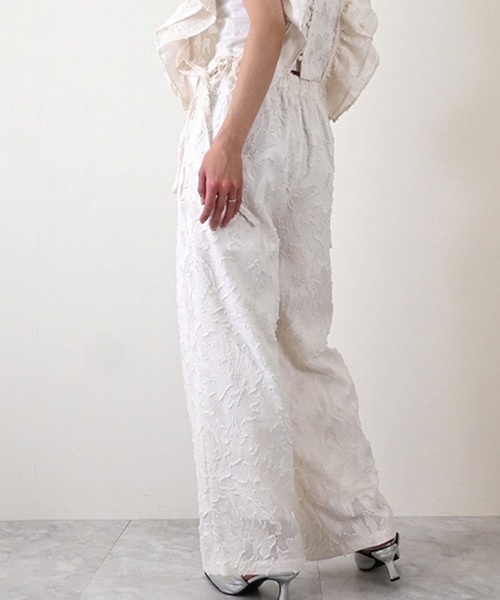 STYLEBLOCK（スタイルブロック）の「フリンジジャガードタックパンツ（その他パンツ・レディース・アイボリー/ブラック・M）」の6枚目の写真