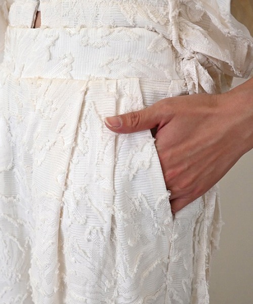 STYLEBLOCK（スタイルブロック）の「フリンジジャガードタックパンツ（その他パンツ・レディース・アイボリー/ブラック・M）」の7枚目の写真