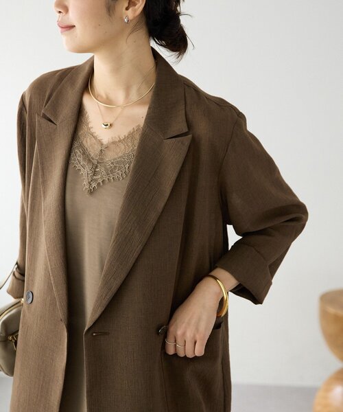 RIVE DROITE（リヴドロワ）の「予約【新色追加/ウォッシャブル】シアースラブオーバージャケット（テーラードジャケット・レディース・ベージュ/グレー/ブラック・FREE）」の22枚目の写真