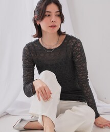 OPAQUE.CLIP（オペークドットクリップ）の「◆シアーレーストップス【洗濯機洗い可】（Tシャツ/カットソー）」