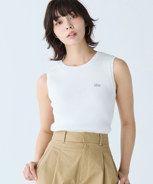 LACOSTE / ラコステ UVカット クールマックスリブニットタンクトップ セール】UVカット クールマックスリブニットタンクトップ