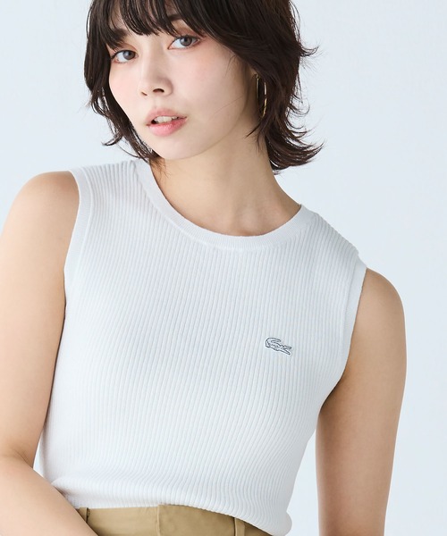 LACOSTE(ラコステ)の「UVカット クールマックスリブニットタンクトップ(タンクトップ・レディース・ホワイト/グリーン/ブラック・40/38/36/34)」の14枚目の写真