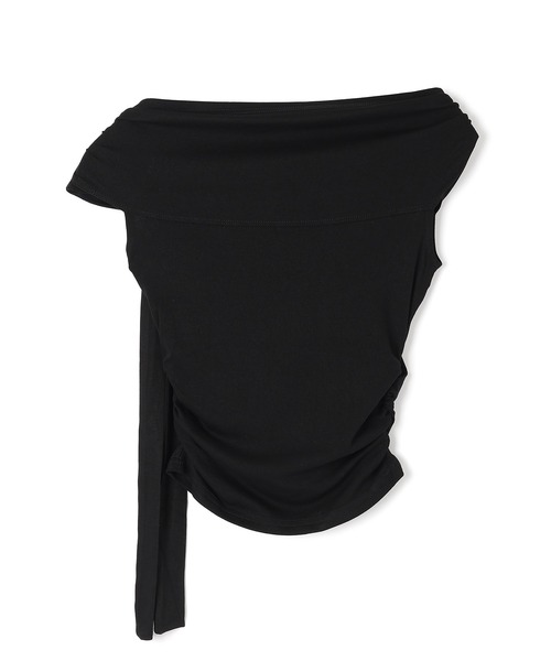 M DOLLY(エムドリー)の「off shoulder ribbon short tops/オフショルダーリボンショートトップス(Tシャツ/カットソー・レディース・ブラック/ホワイト・M/S)」の5枚目の写真