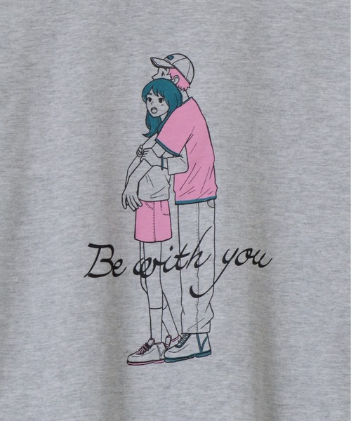 MODISH GAZE（モディシュガゼ）の「【MODISH GAZE】カップルイラストロンＴ　Be with you（Tシャツ/カットソー・レディース・ホワイト/ブラック/ホワイト系その他・MEDIUM）」の4枚目の写真