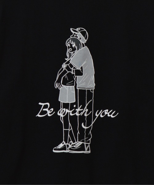 MODISH GAZE（モディシュガゼ）の「【MODISH GAZE】カップルイラストロンＴ　Be with you（Tシャツ/カットソー・レディース・ホワイト/ブラック/ホワイト系その他・MEDIUM）」の6枚目の写真