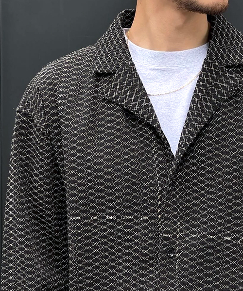 SEEALL（シーオール）の「【SEEALL / シーオール】OPEN COLLAR SHIRTS MIX SAU53/ SH386/ I-003（シャツ/ブラウス・メンズ・ブラック系その他・46/48）」の3枚目の写真