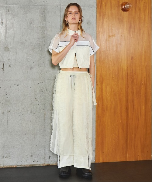 MAISON SPECIAL（メゾンスペシャル）の「Sheer Ruffle Skirt/シアーフリルスカート【MAISON SPECIAL/メゾンスペシャル】（スカート・レディース・ホワイト/ブルー/ブラック・FREE）」の7枚目の写真