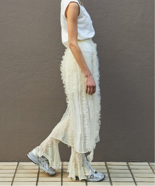 最安値【美品】MAISON SPECIAL フリルスカート MAISON SPECIAL スカート Sheer Ruffle Skirt/シアーフリル