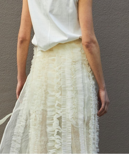MAISON SPECIAL レースドッキングスカート メゾンスペシャル 白 MAISON SPECIAL(メゾンスペシャル)｜Multi Fabric Docking Lace