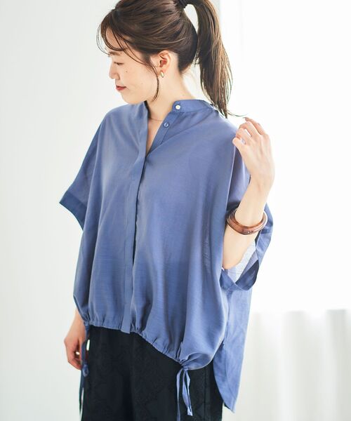 le.coeur blanc（ルクールブラン）の「《手洗い可能》シアー麻シャンブレードロストギャザーシャツ（シャツ/ブラウス・レディース・ベージュ/ブルー/ダークグレー・38）」の14枚目の写真