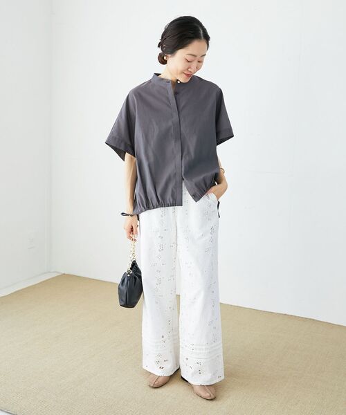 le.coeur blanc（ルクールブラン）の「《手洗い可能》シアー麻シャンブレードロストギャザーシャツ（シャツ/ブラウス・レディース・ベージュ/ブルー/ダークグレー・38）」の20枚目の写真