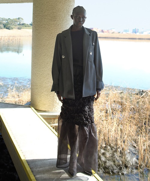 RUMCHE（ラムシェ）の「Organdy Shirring Skirt / オーガンジーシャーリングスカート（スカート・レディース・ブラック・FREE）」の2枚目の写真