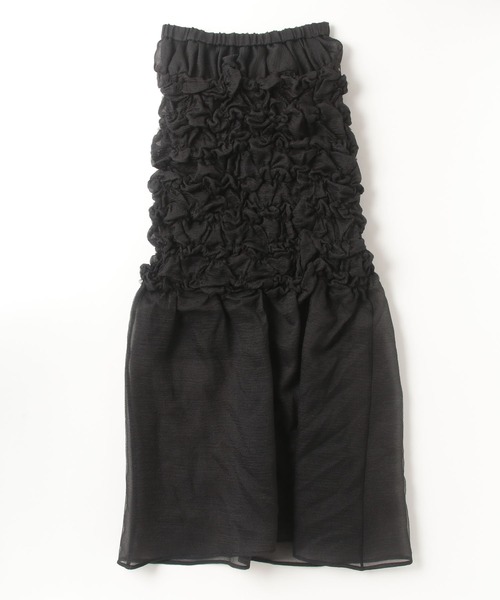 RUMCHE（ラムシェ）の「Organdy Shirring Skirt / オーガンジーシャーリングスカート（スカート・レディース・ブラック・FREE）」の3枚目の写真