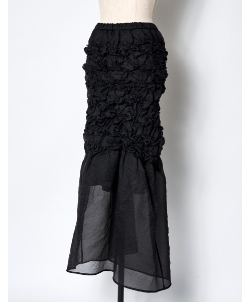 RUMCHE（ラムシェ）の「Organdy Shirring Skirt / オーガンジーシャーリングスカート（スカート・レディース・ブラック・FREE）」の5枚目の写真