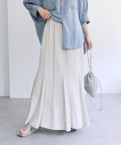 PUAL CE CIN（ピュアルセシン）の「レーヨンナイロンマチ付きスカート（スカート・レディース・ベージュ/ブラック/ライトベージュ・FREE）」の3枚目の写真