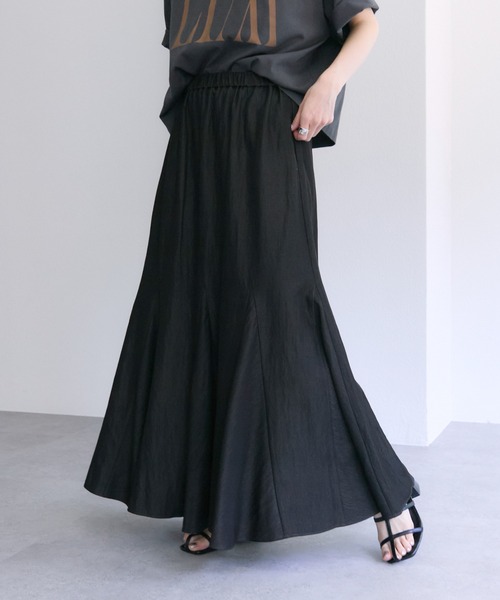 PUAL CE CIN（ピュアルセシン）の「レーヨンナイロンマチ付きスカート（スカート・レディース・ベージュ/ブラック/ライトベージュ・FREE）」の2枚目の写真